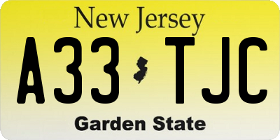 NJ license plate A33TJC
