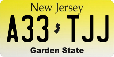 NJ license plate A33TJJ