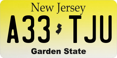 NJ license plate A33TJU