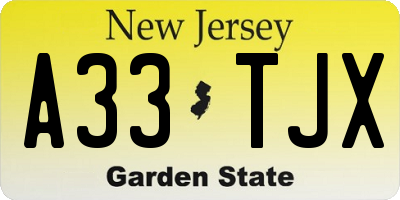 NJ license plate A33TJX