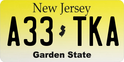 NJ license plate A33TKA