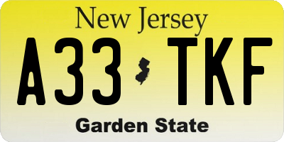 NJ license plate A33TKF