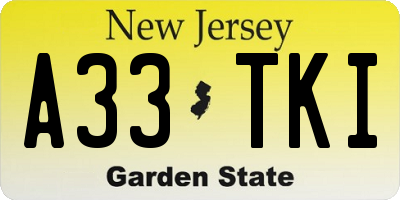 NJ license plate A33TKI