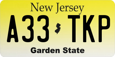 NJ license plate A33TKP