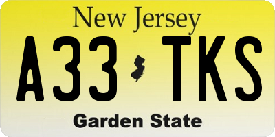 NJ license plate A33TKS