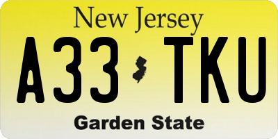 NJ license plate A33TKU