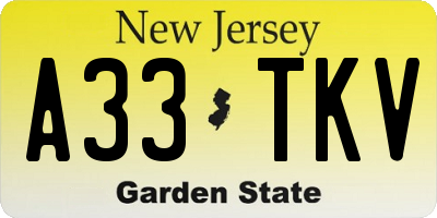NJ license plate A33TKV