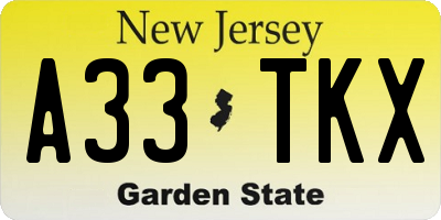 NJ license plate A33TKX