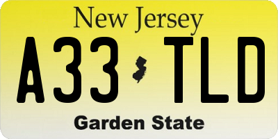 NJ license plate A33TLD