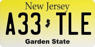 NJ license plate A33TLE
