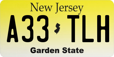 NJ license plate A33TLH