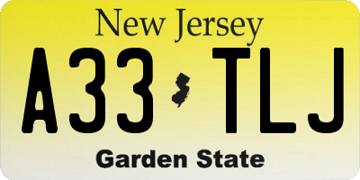 NJ license plate A33TLJ