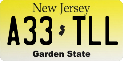 NJ license plate A33TLL