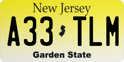 NJ license plate A33TLM