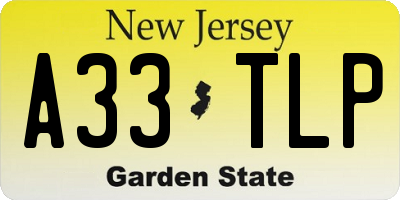 NJ license plate A33TLP