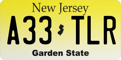 NJ license plate A33TLR