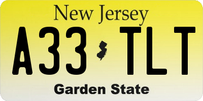 NJ license plate A33TLT