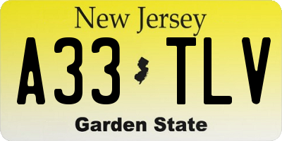 NJ license plate A33TLV