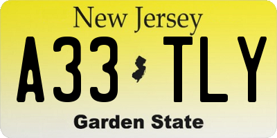 NJ license plate A33TLY