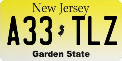 NJ license plate A33TLZ