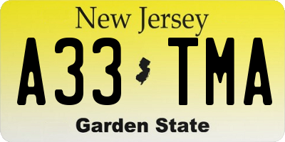 NJ license plate A33TMA