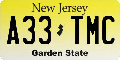 NJ license plate A33TMC