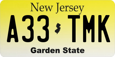 NJ license plate A33TMK