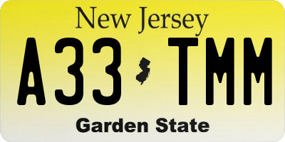 NJ license plate A33TMM