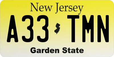 NJ license plate A33TMN