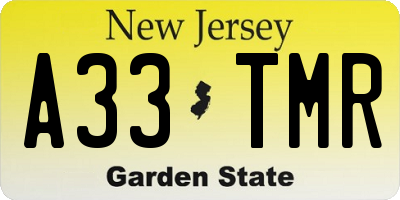 NJ license plate A33TMR