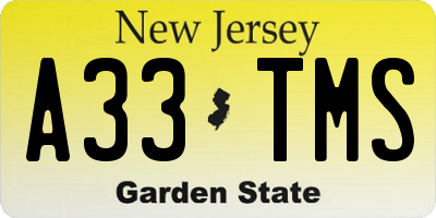 NJ license plate A33TMS