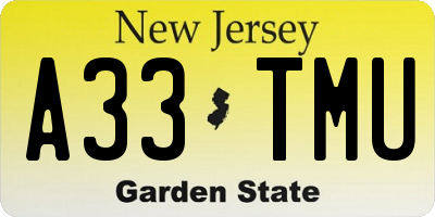 NJ license plate A33TMU