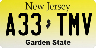 NJ license plate A33TMV