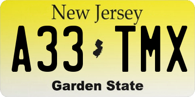 NJ license plate A33TMX