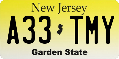 NJ license plate A33TMY