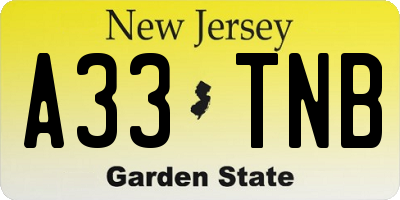 NJ license plate A33TNB