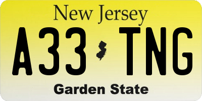 NJ license plate A33TNG