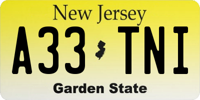 NJ license plate A33TNI