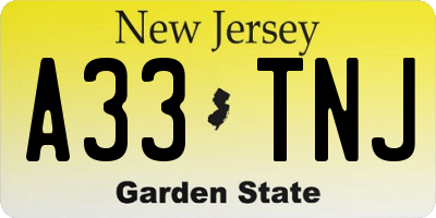 NJ license plate A33TNJ