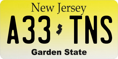 NJ license plate A33TNS