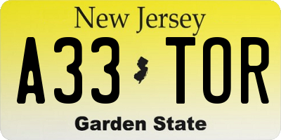 NJ license plate A33TOR