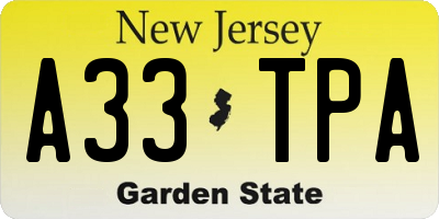 NJ license plate A33TPA