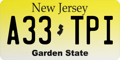 NJ license plate A33TPI