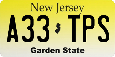 NJ license plate A33TPS