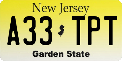 NJ license plate A33TPT