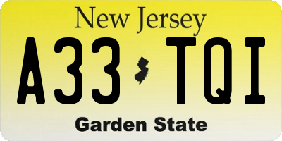 NJ license plate A33TQI