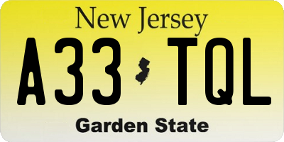 NJ license plate A33TQL