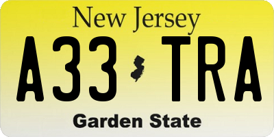 NJ license plate A33TRA