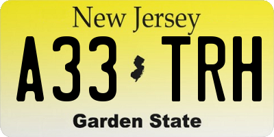 NJ license plate A33TRH
