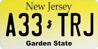 NJ license plate A33TRJ